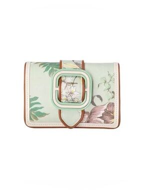 NEW Zimmermann Mint Floral Buckle Wristlet with Tan Trim